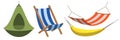 Hammock icons set, cartoon style