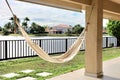Hammock in a lakeview yard Royalty Free Stock Photo
