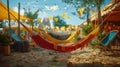 Hammock With Lights Strung Over It Royalty Free Stock Photo