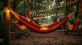 Hammock With Lights Strung Over It Royalty Free Stock Photo