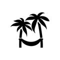 Hammock on palm icon. Beach and vacation icon vector Royalty Free Stock Photo