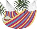 Hammock and palm illustration. Vocation concept. Raster Illustration.