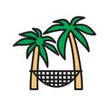 Hammock palm tree color outline icon on white background for graphic and web design, Modern simple vector sign. Internet concept.