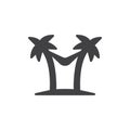 Hammock between palms trees vector icon