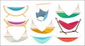 Hammock. Relax time in outdoor decorative colorful fabric hammock hanging swing comfortable rest place vector Royalty Free Stock Photo