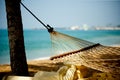 Hammock relaxation on beach and ocean Royalty Free Stock Photo