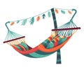 hammock in tropical palm, summer relaxation