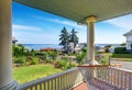 Hammock at the wooden walkout porch of craftsman American house