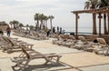 Hammocks in a pool of a resort Royalty Free Stock Photo