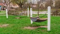 Hammocks in public garden, relax.