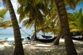 Hammocks Tropical beach. The Dominican Republic, Saona Island Royalty Free Stock Photo