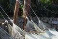 Hammocks on tropical beach. Royalty Free Stock Photo