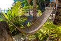 Hammok on tropical background, summer vacations Royalty Free Stock Photo