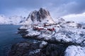 Hamnoy fishing village in a morning sunrise in winter season, Lofoten island, Nordland Norway, Scandinavia