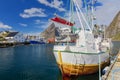 Hamnoy marina - Hamnoy Village on Lofoten Islands, Norway. The Typical Norwegian fishing village on Reinefjord, With Rorbu