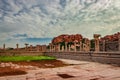 Hampi bazaar ruins antique stone art from unique angle Royalty Free Stock Photo