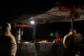 Hampi, India July 8, 2019 : Indian night strret food, Woman selling snacks at street food carts