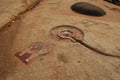 Shiva Linga. Hampi, Karnataka, India. Hindu devotional rock carvings