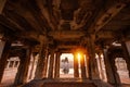 View of sunrise at Pushkarni, Sri Krishna tank in ruins. Hampi, karnataka, India