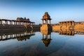 View of sunrise at Pushkarni, Sri Krishna tank in ruins. Hampi, karnataka, India