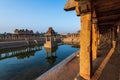 View of sunrise at Pushkarni, Sri Krishna tank in ruins. Hampi, karnataka, India