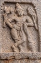 Fresco of Dwarapalaka guard on temple ruin, Hampi, Karnataka, India