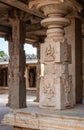 Beige stone block pillar at Hazara Rama Temple, Hampi, Karnataka, India