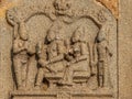Fresco of sitting king and queen at Hazara Rama Temple, Hampi, Karnataka, India
