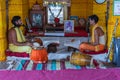 2 priests chanting at Malyavanta Raghunatha Temple, Hampi, Karnataka, India