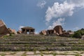 Ruined hall above Nandi Monolith temple, Hampi, Karnataka, India