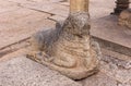 Nandi as base of pillar at Virupaksha temple, Hampi, Karnataka, India