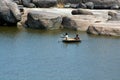 Boat ride tungabhadra river hampi karnataka india