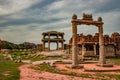 Hampi ruins antique stone art from unique angle Royalty Free Stock Photo