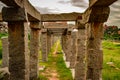 Hampi ruins antique stone art from unique angle Royalty Free Stock Photo