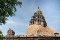 Hampi temple gopura with Hanuman carved idol, temple gopura constructed on granite rock, Hampi, Karnataka, India, Royalty Free Stock Photo