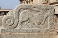 Hampi Vittala Temple entrance carving yali like mythical creature Royalty Free Stock Photo