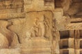 Hampi Vittala Temple Pillar Carving of lord mahavishnu blessing an elephant