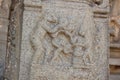 Hampi Vittala Temple Stone Pillar Carving of Hanuman monkey god and his friend offering to Raama rama human