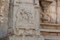 Hampi Vittala Temple Stone Pillar Carving of Hanuman monkey god and his friend offering to Raama rama human