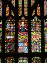 Detail  in the stained glass windows of Hampton Court Palace, UK Royalty Free Stock Photo