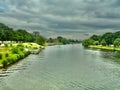 Hampton Court and the Thames from the Bridge Royalty Free Stock Photo