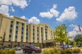 Hampton Inn & Suites front building view through the landscape