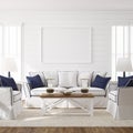 Hampton style living room interior with frame mockup Royalty Free Stock Photo