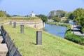 Top of Fort Monroe Walls with moat behind. Hampton VA, USA. October 4, 2019.