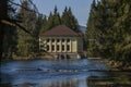 Hamry dam on Uhlava river near Zelezna Ruda town in national park Sumava