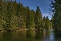 Hamry dam on Uhlava river near Zelezna Ruda town in national park Sumava