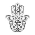 Hamsa Arab and Jewish palm-shaped protective amulet. Miriam`s hand, Fatima`s hand, God`s hand. Boho style.