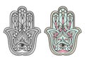 Hamsa, Fatima hand amulet vector symbol set