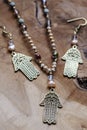 Hamsa Fatima hand metal pendant jewelry set