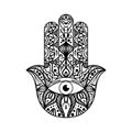 Hamsa, fatima hand monochrome illustration